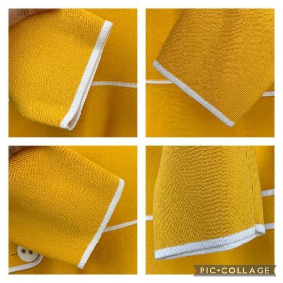 Jones New York Signature Bright Yellow 3/4 Sleeve Stretch Cardigan Women Small - Picture 5 of 10